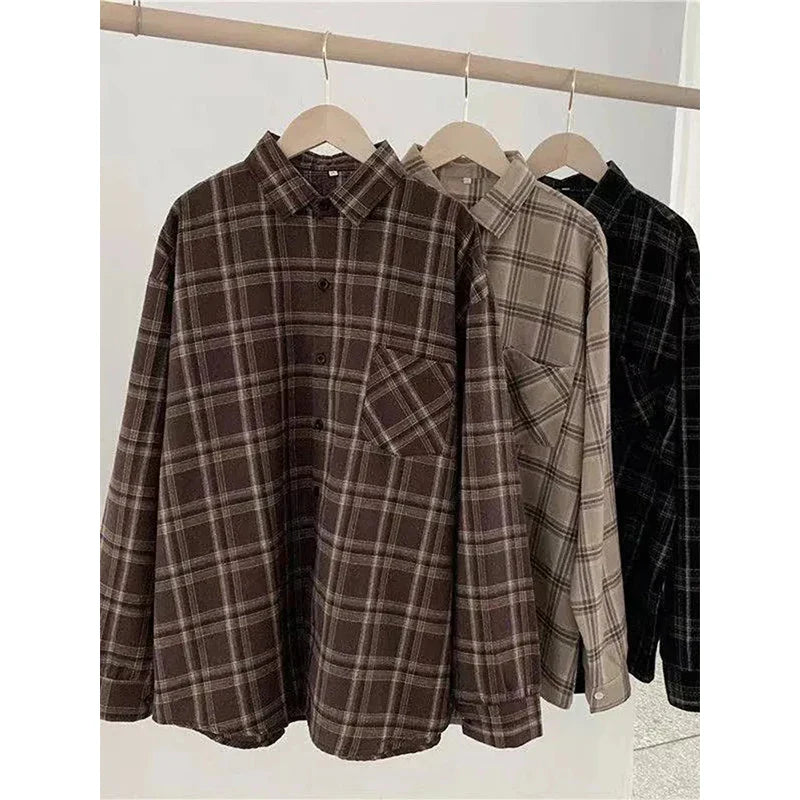 Munich | Women's Oversized Checked Shirt | Khaki