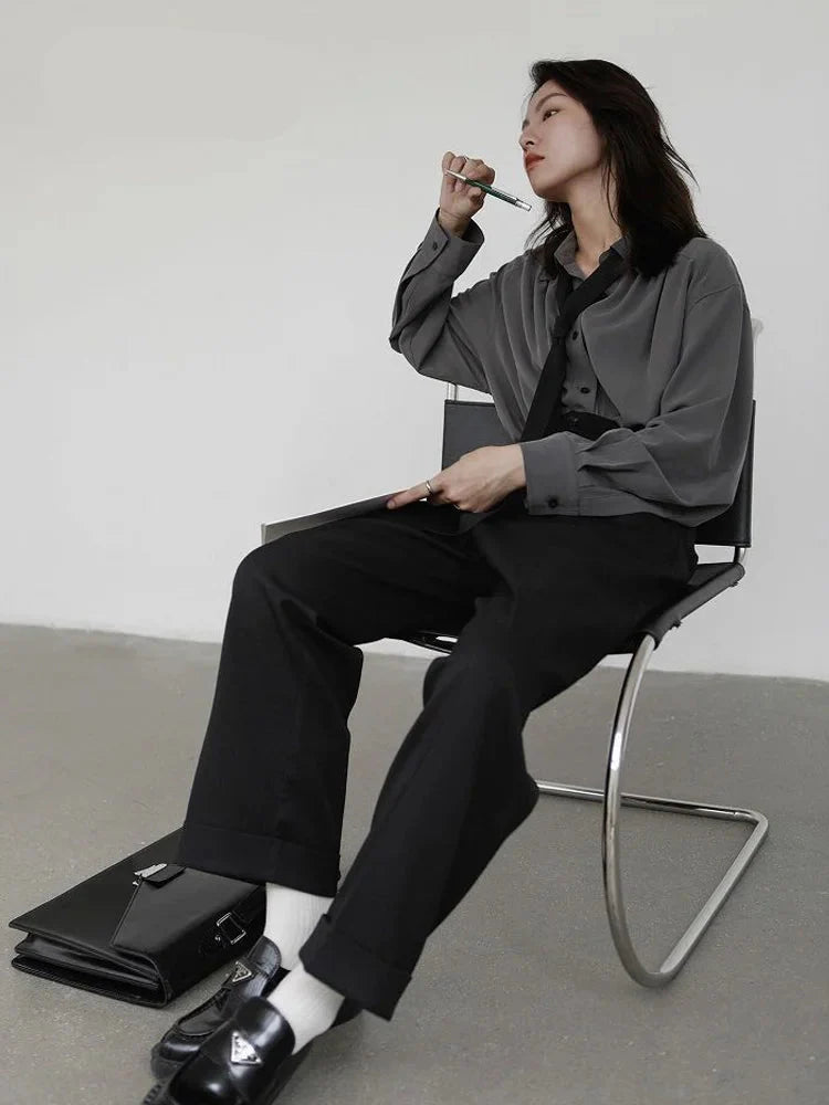 Berlin | Women's Oversized Minimalist Shirt | Gray