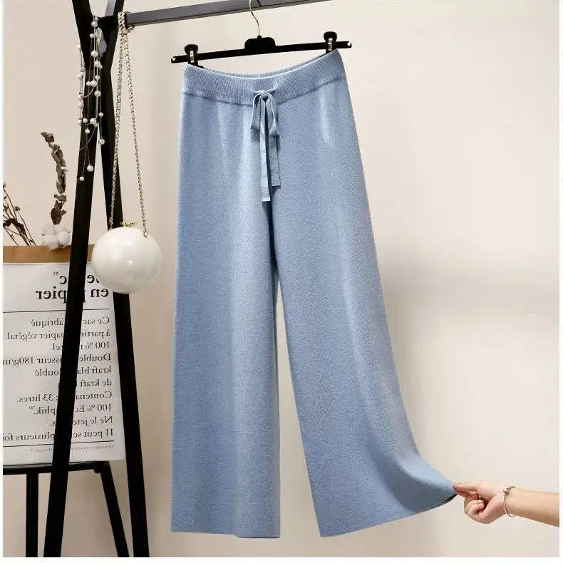Francoforte | Pantaloni Oversize Lavorati a Maglia da Donna | Nero