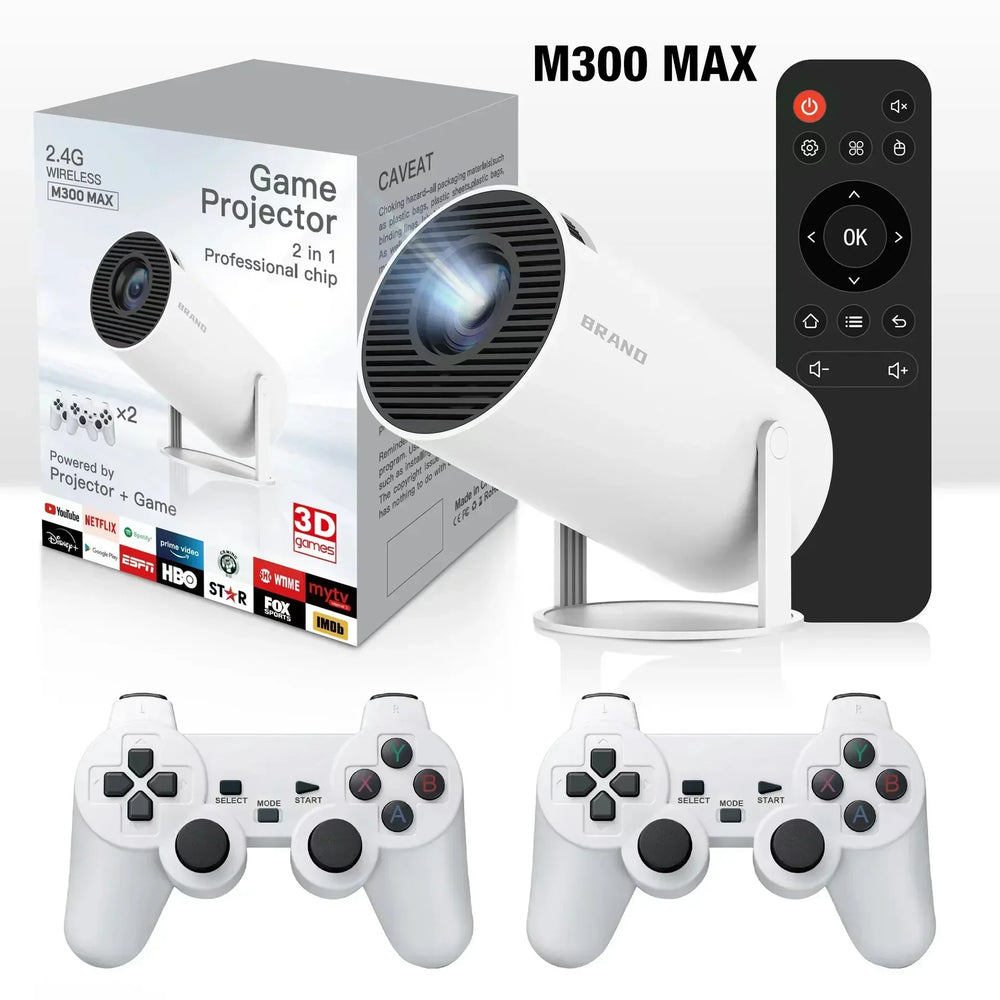 Projector in actie met een meeslepende gaming-achtergrond.