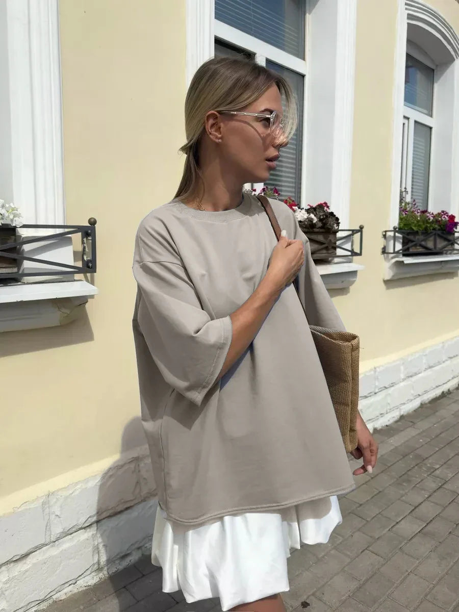 Mira | Women's Oversized Basic T-Shirt | White