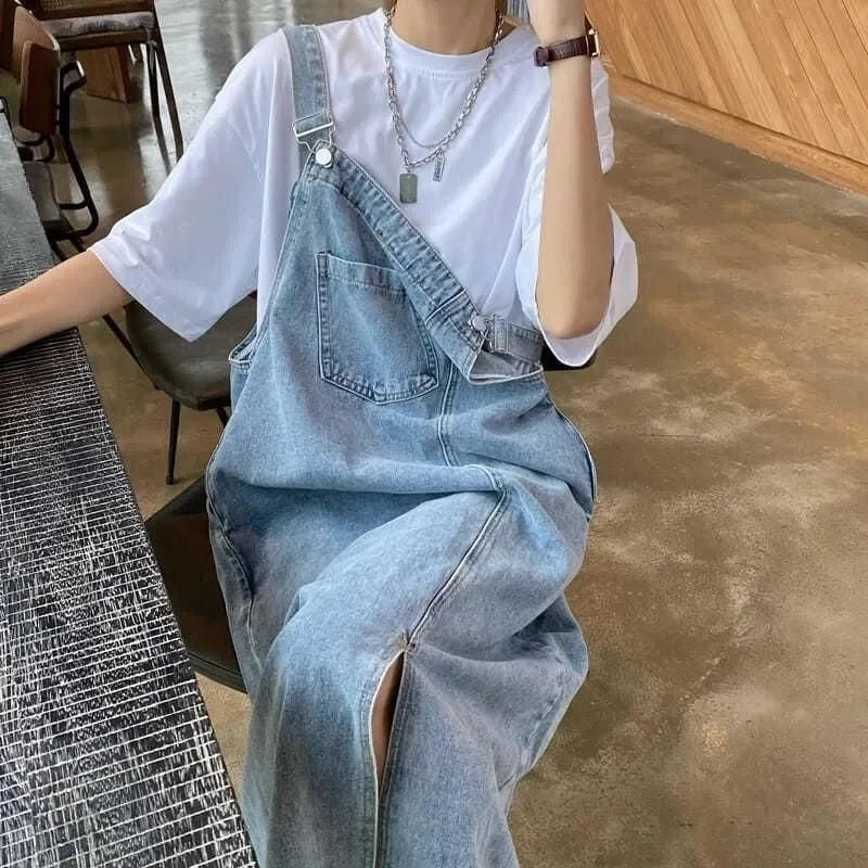 Lina | Women's Oversized Denim Pinafore Dress | Light Blue