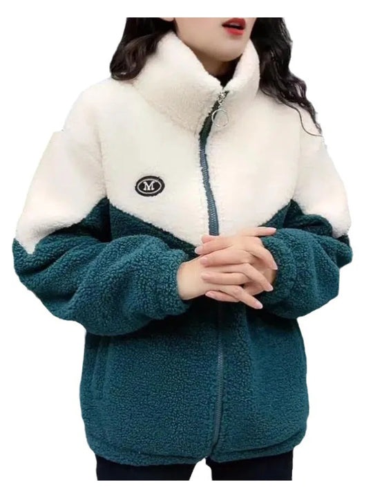 Eva – Giacca calda da donna in teddy fleece con chiusura lampo