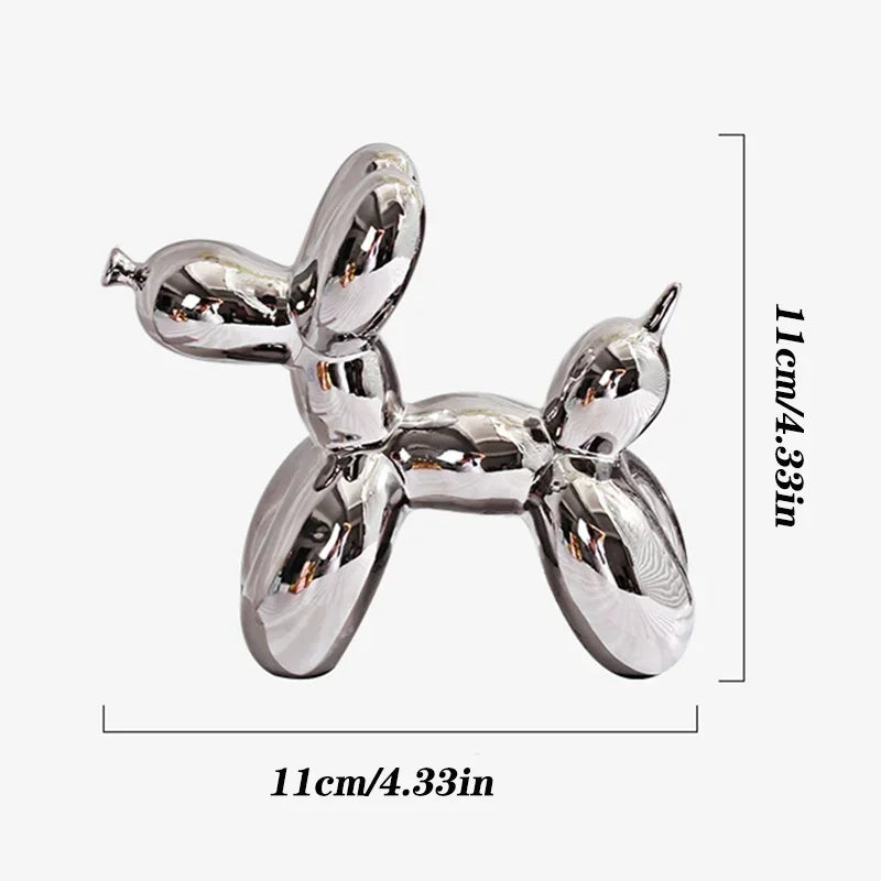 Ballo | Scultura di cane pallone in ceramica bianca | Bianco