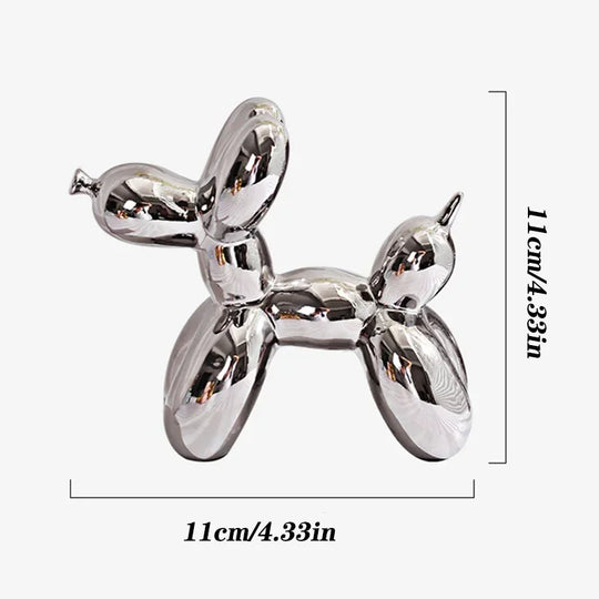 Ballo | Scultura di cane pallone in ceramica bianca | Bianco