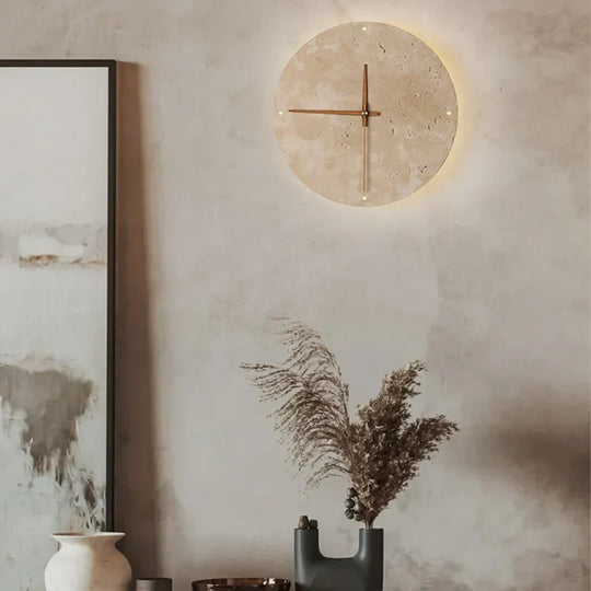 Auris | Lampada da parete in pietra & orologio | Beige