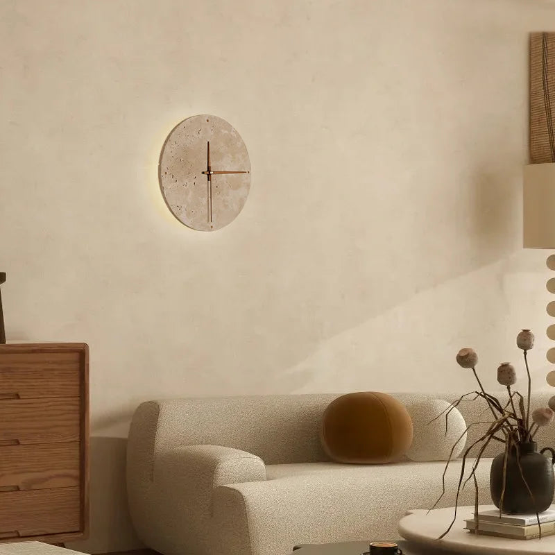 Auris | Lampada da parete in pietra & orologio | Beige