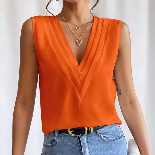 Elara | Sleeveless summer top for women | Orange