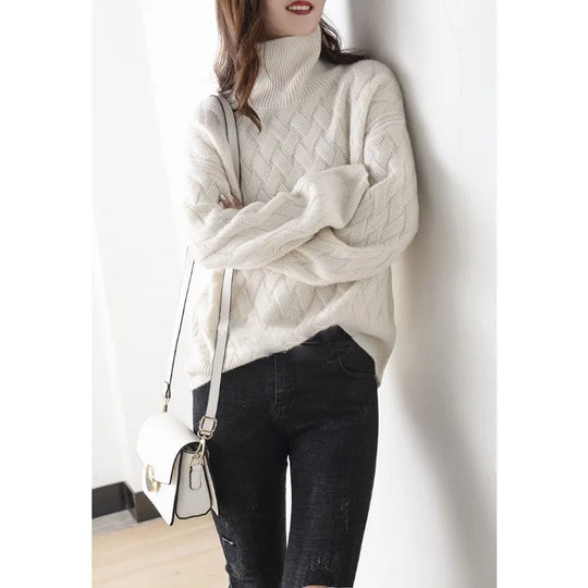 Emma - Gemütlicher Rollkragenpullover für Damen mit stilvollem Strickmuster