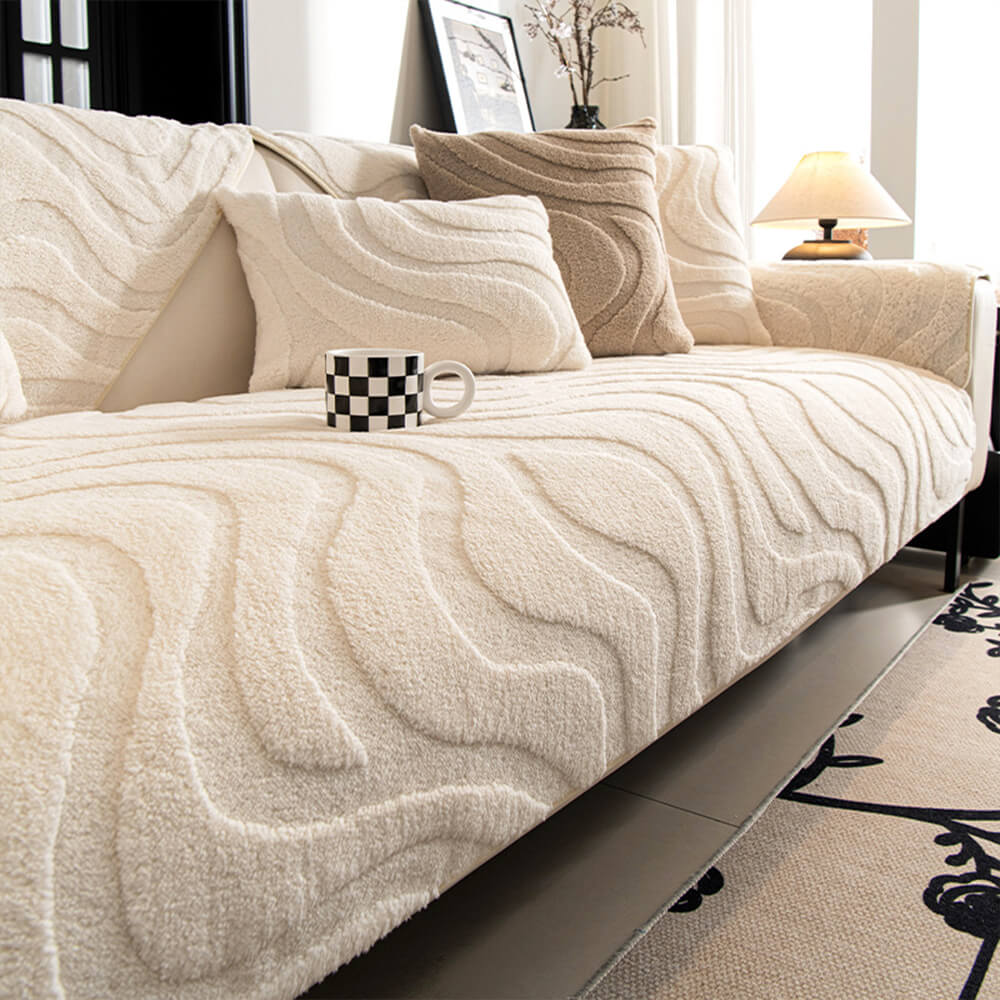 PureLuxe | Copripoltrona in jacquard di peluche | Bianco
