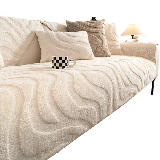 PureLuxe | Copripoltrona in jacquard di peluche | Bianco