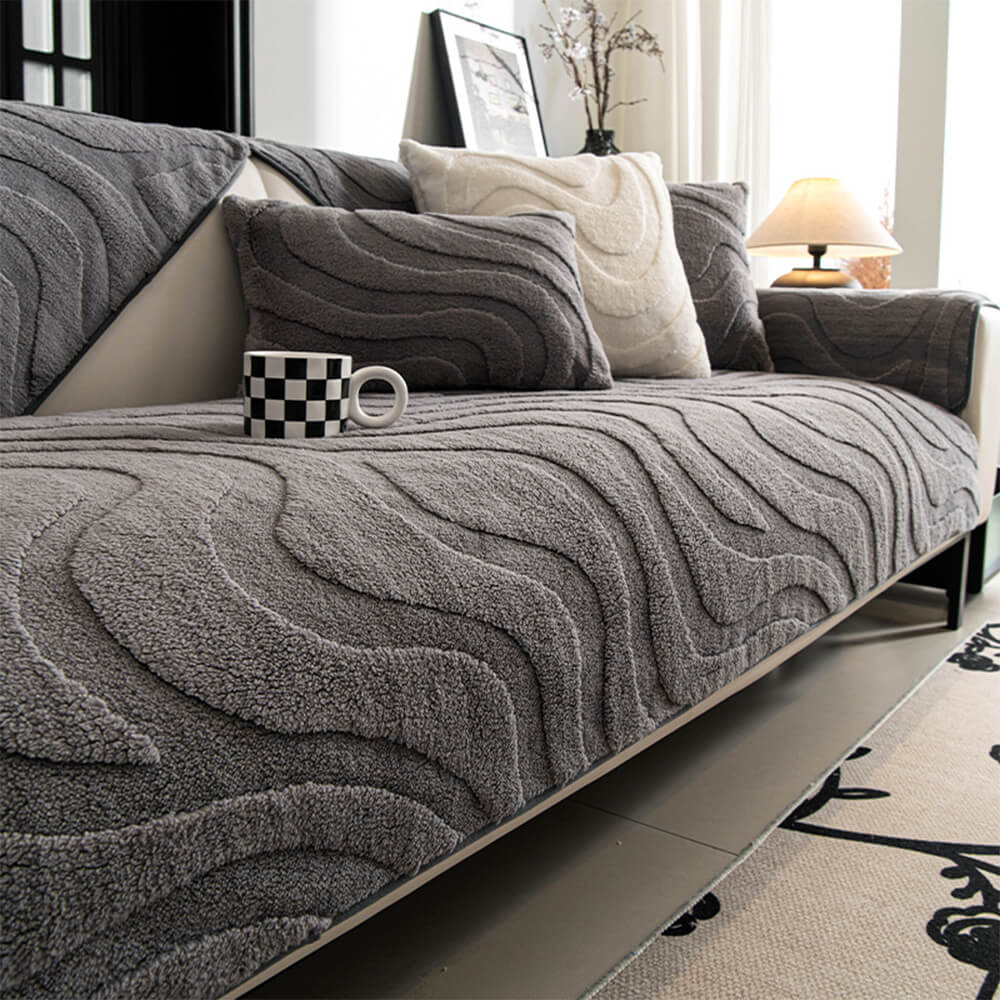 PureLuxe | Copripoltrona in jacquard di peluche | Bianco