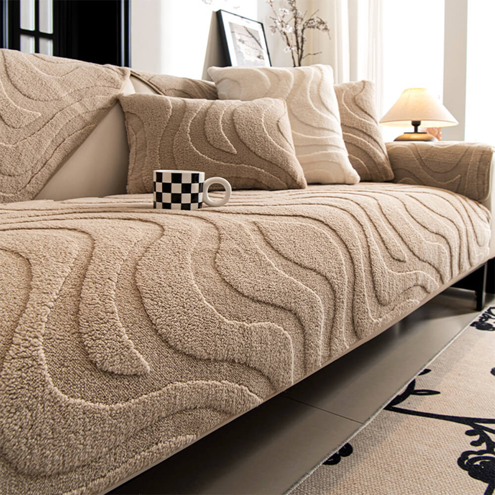 PureLuxe | Copripoltrona in jacquard di peluche | Bianco