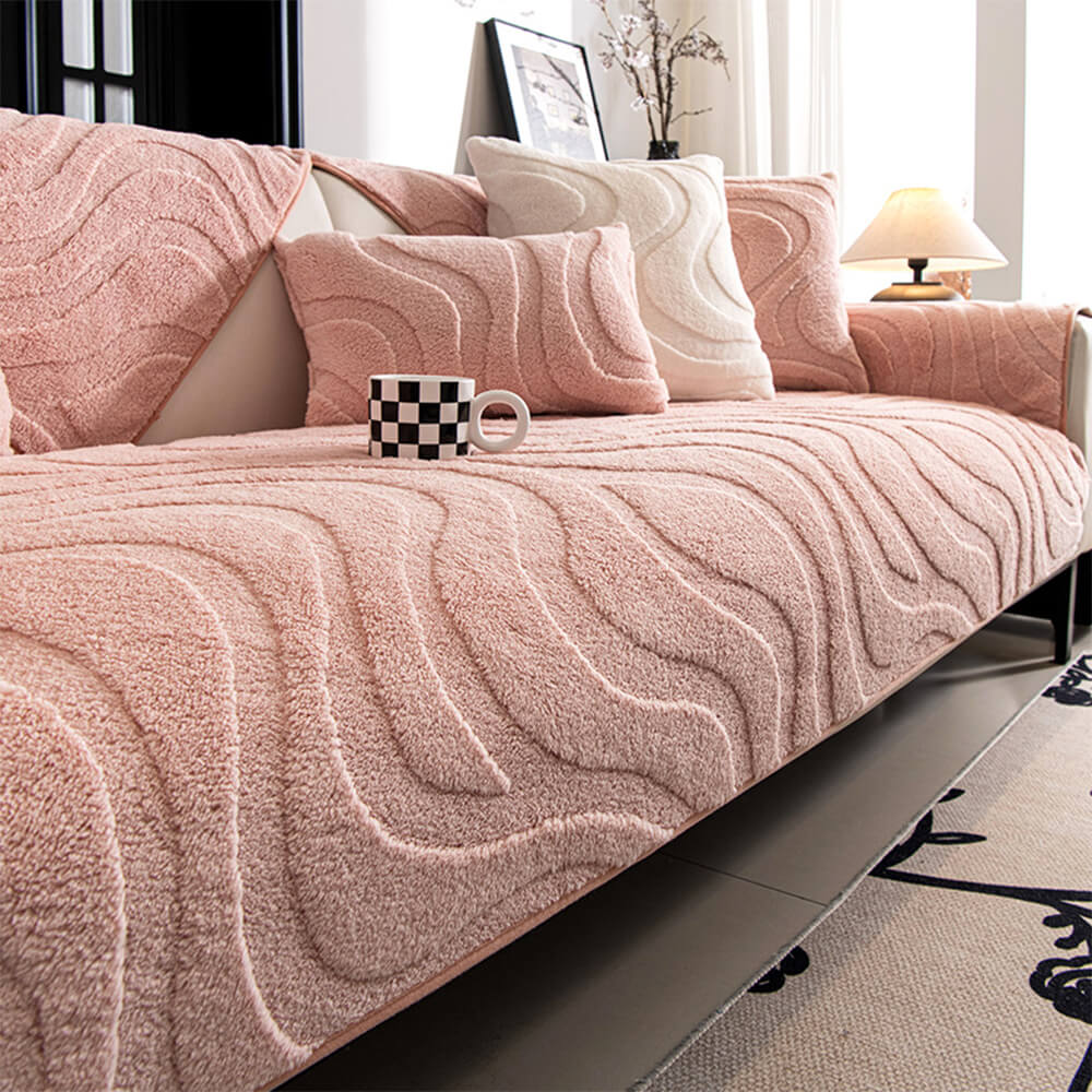 PureLuxe | Copripoltrona in jacquard di peluche | Bianco