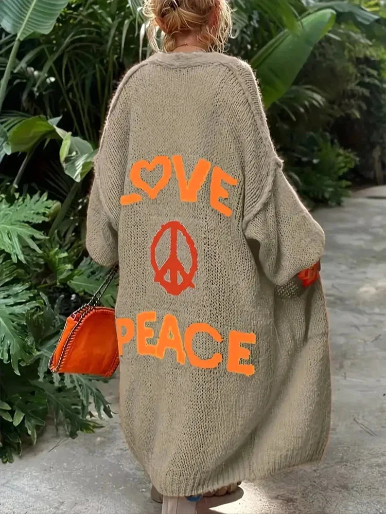 Mira | Women's Oversized Knitted Coat | Khaki