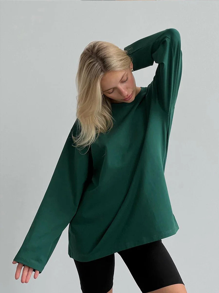 Luna | Damen Oversized Basic Pullover | Rosa
