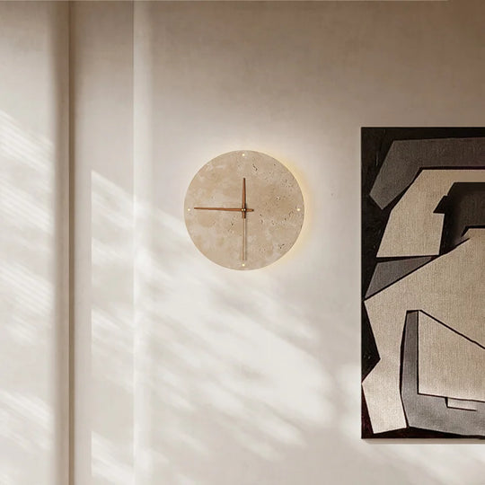 Auris | Lampada da parete in pietra & orologio | Beige