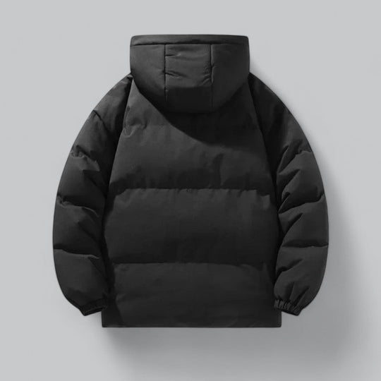 Dames winterparka met capuchon en knoopsluiting, ideaal voor koud weer.