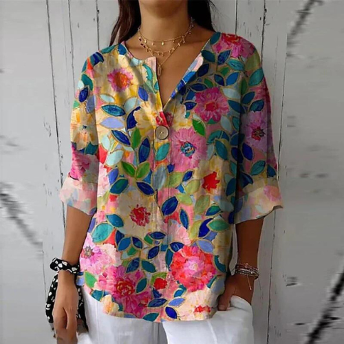 Sabine | Classic summer blouse of cotton with long sleeves