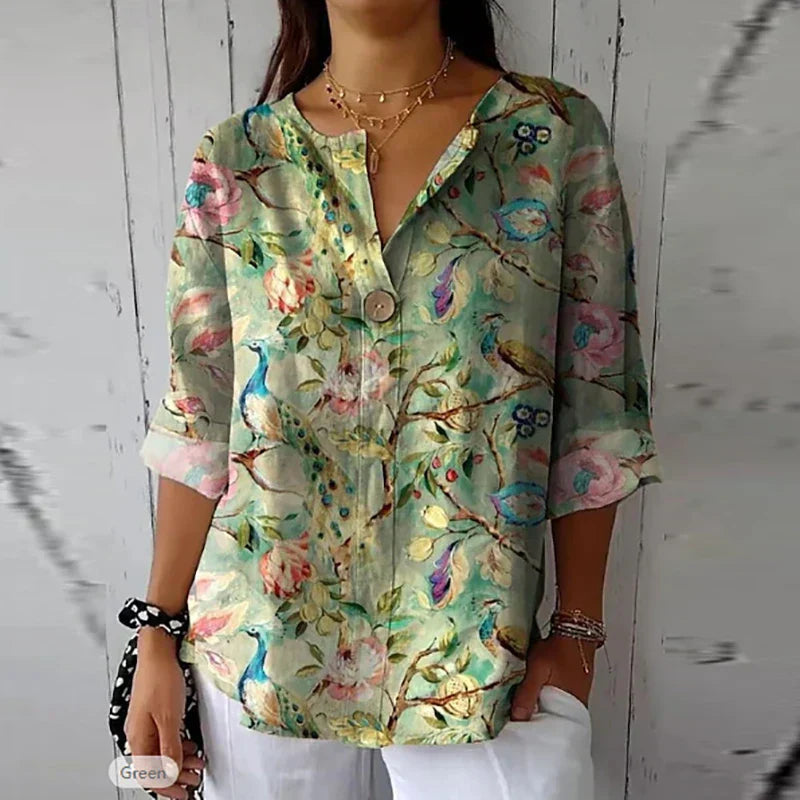 Sabine | Classic summer blouse of cotton with long sleeves