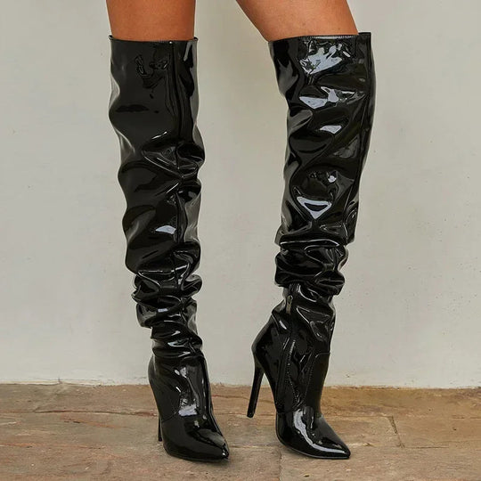 Sabrina | Elegante leren overknee laarzen