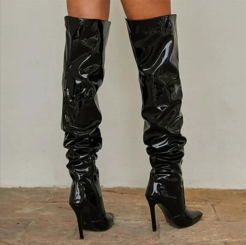 Sabrina | Elegante leren overknee laarzen