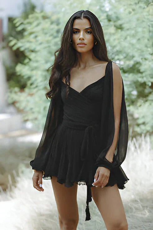 Sandra | Summer mini dress with lantern sleeves