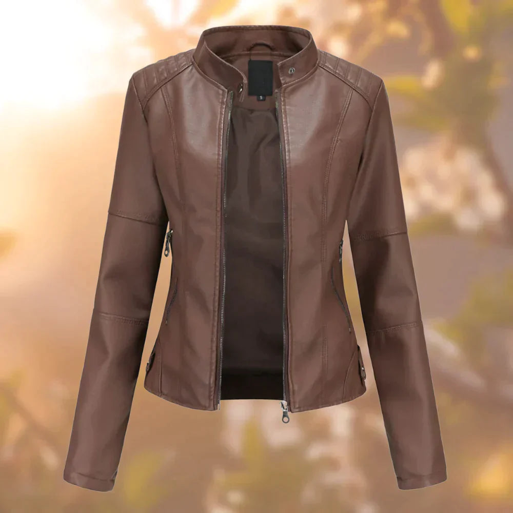 Sara | Schlank Imitationsleder Bikerjacke