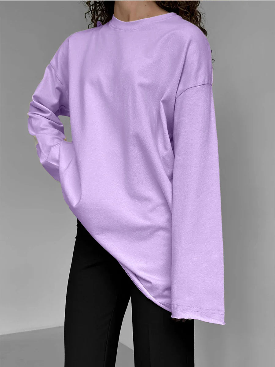 Luna | Damen Oversized Basic Pullover | Rosa