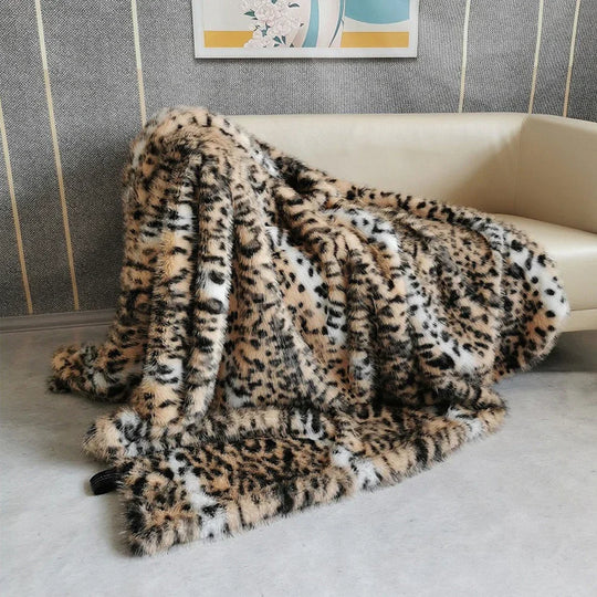 Leona | Coperta finta pelliccia leopardata doppio strato dorata | Oro