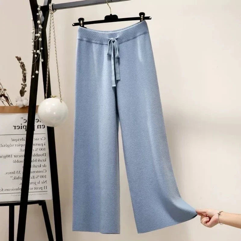 Francoforte | Pantaloni Oversize Lavorati a Maglia da Donna | Nero