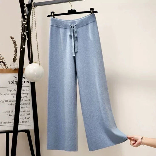 Francoforte | Pantaloni Oversize Lavorati a Maglia da Donna | Nero