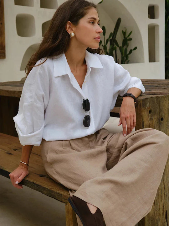 Helena | Women's Oversized Linen Blouse | Royal Blue