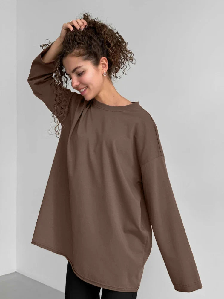 Luna | Damen Oversized Basic Pullover | Rosa