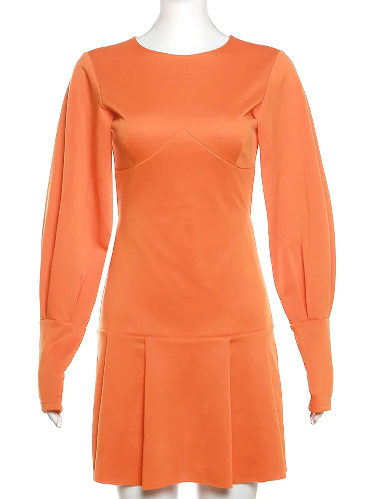 Lina | Fitted mini dress with long sleeves for women | Orange