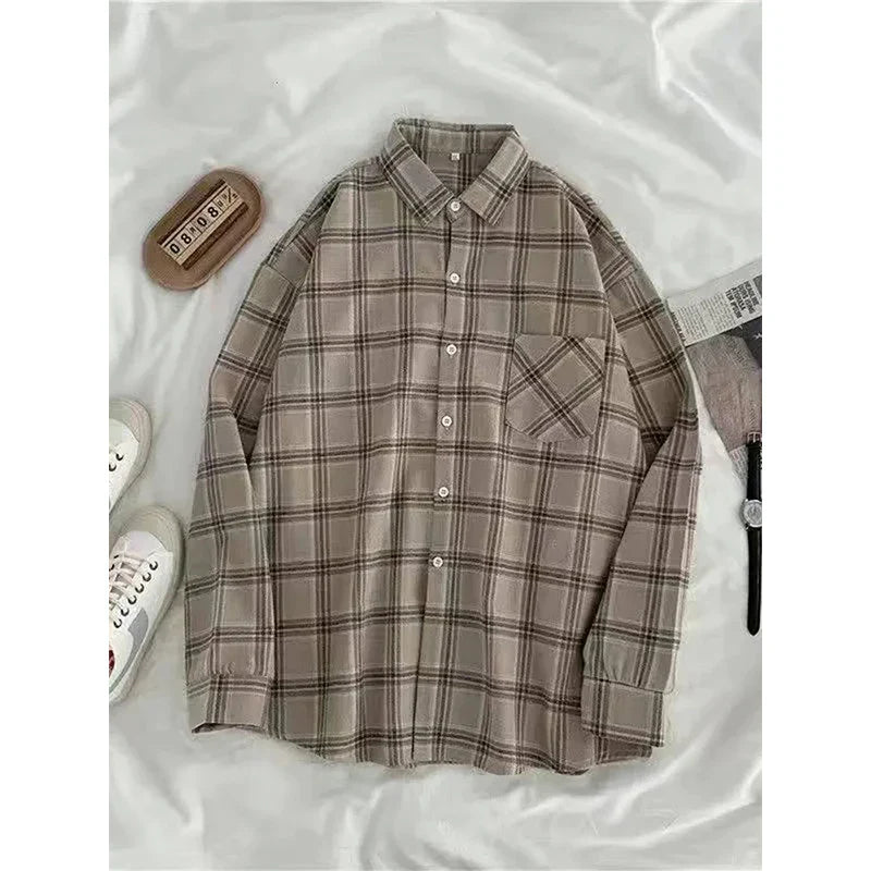Munich | Women's Oversized Checked Shirt | Khaki