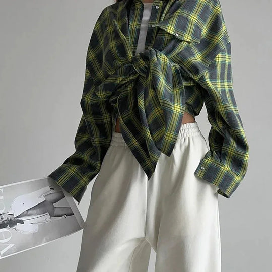 Leipzig | Damen Oversized Kariertes Hemd | Grün