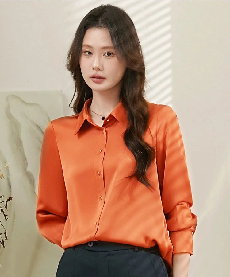 Livia | Elegant night blouse for women | Orange