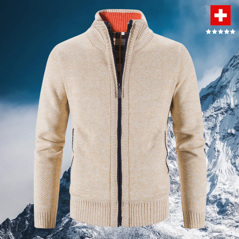 Mike - Warm Men's Cardigan With Zipper For Cold Days