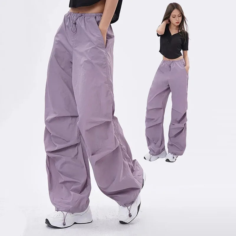 Lenzburg | Damen Oversized Fallschirmhose | Schwarz