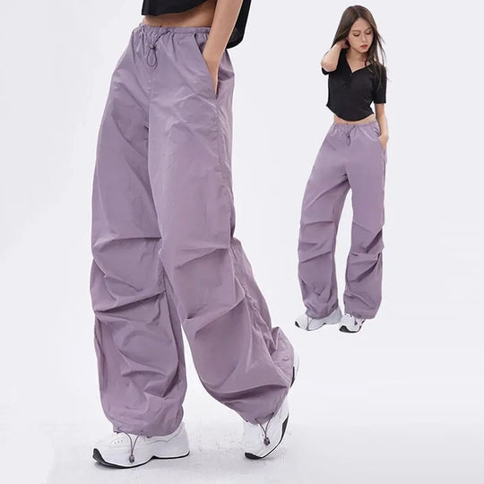 Lenzburg | Women's Oversized Parachute Pants | Black