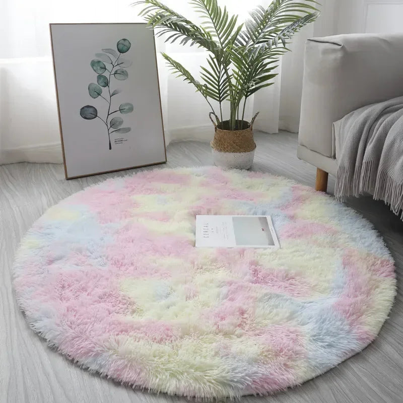 AuraMat | Morbido tappeto rotondo per bambini e soggiorni | Blu
