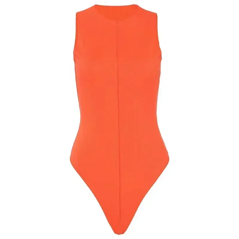 Liora | Sleeveless bodycon bodysuit for women | Orange
