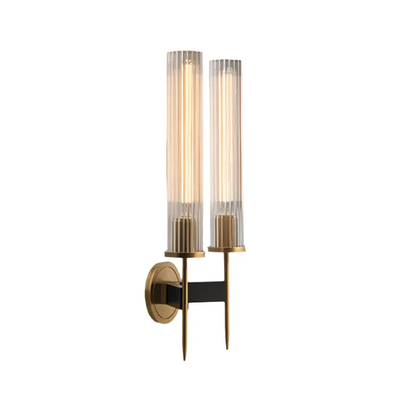 Aureo | Lampada da parete vintage in ottone dorato con vetro rigato | Oro