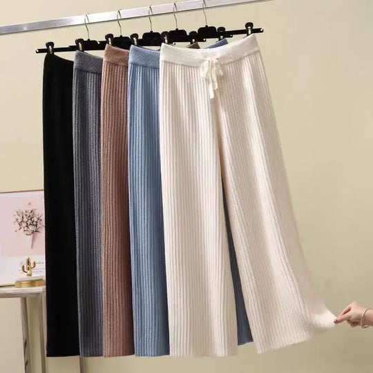 Francoforte | Pantaloni Oversize Lavorati a Maglia da Donna | Nero