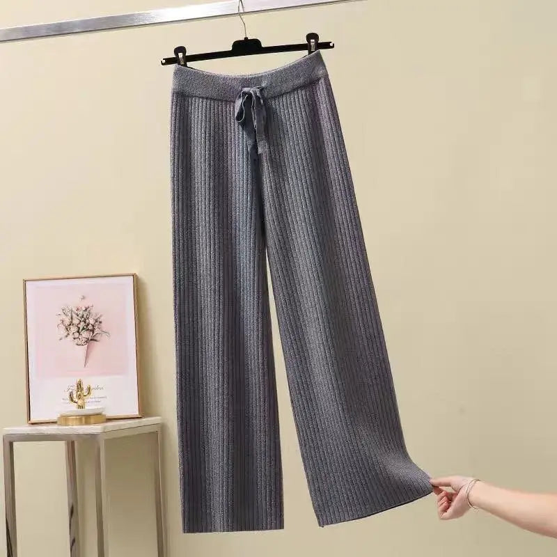 Francoforte | Pantaloni Oversize Lavorati a Maglia da Donna | Nero