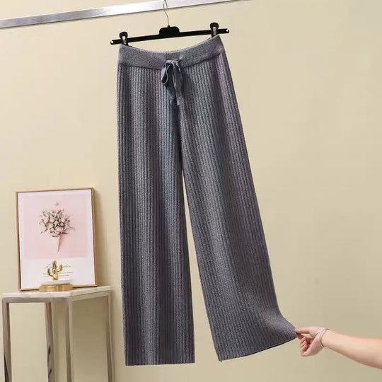 Francoforte | Pantaloni Oversize Lavorati a Maglia da Donna | Nero