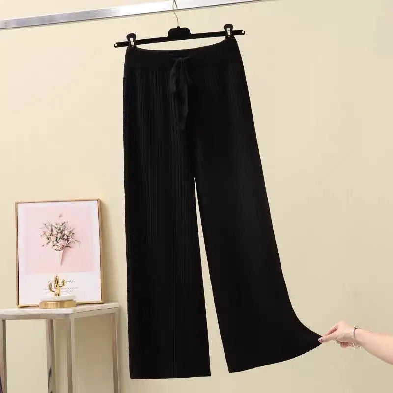 Francoforte | Pantaloni Oversize Lavorati a Maglia da Donna | Nero