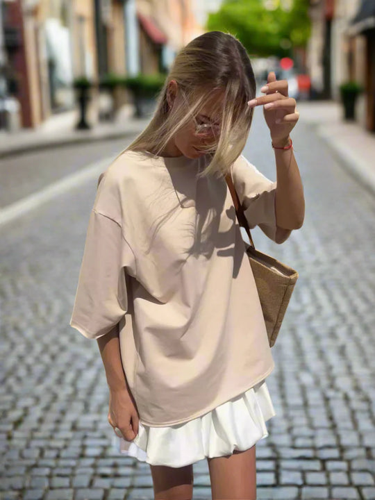 Mira | Women's Oversized Basic T-Shirt | White
