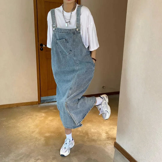 Lina | Women's Oversized Denim Pinafore Dress | Light Blue